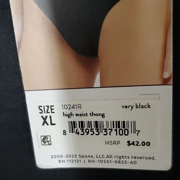 SPANX Red Hot High-Waisted Black Thong Size XL NWT - Picture 5 of 6